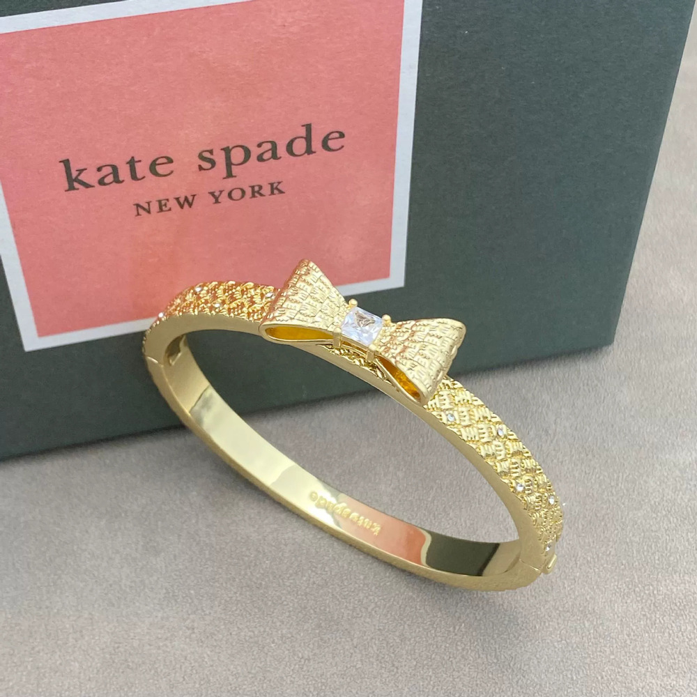 kate spade Bow Square Zircon Gold Plated Bracelet Bangle